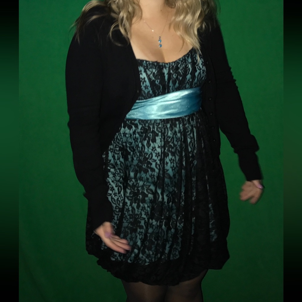 Speechless Black and Teal Lace Dress - Picture 11 of 11